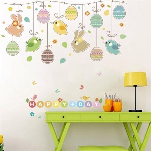 Funny Birds Rabbit Floral Vine Wall Stickers For Kids Room Bedroom Home Decoration Cartoon Animal Mural Art Diy Pvc Poster Decal