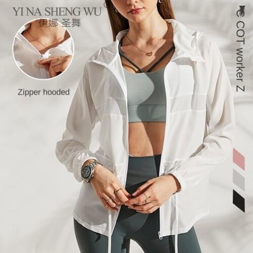 Women Hooded Running Jacket Long Sleeve Sweatshirt Ladies Yoga Sports Zipper Sun Protection Clothing Fitness Gym Shirts Womens