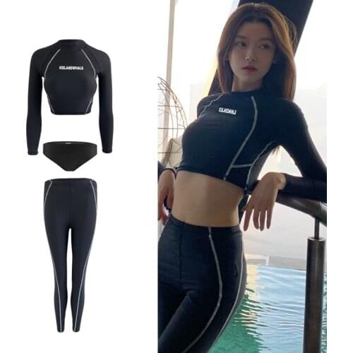 Wome Summer Swimsuit Long Sleeves Long Pants Sexy Beach Wear Surfing Suit 2021 Mujer Padded Bathing Suit Rashguards