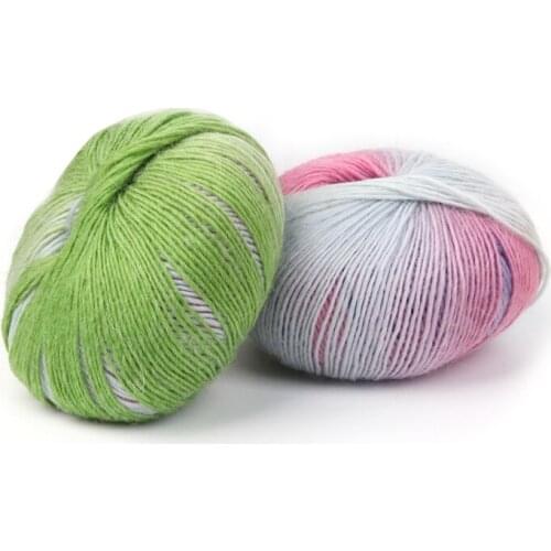 1Ball 50g Hand-woven Rainbow Colorful Crochet Cashmere Wool Blend Yarn Knitting