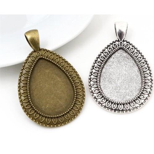 10pcs 18x25mm Inner Size Bronze & Antique Silver Plated Drop Style Cameo Cabochon Base Setting Charms Pendant necklace findings
