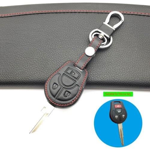 100% Leather Key Case Cover for Nissan March Tiida Altima Armada Cube Juke Maxima Pathfinder Rogue Sentra Versa 3/4 Buttons