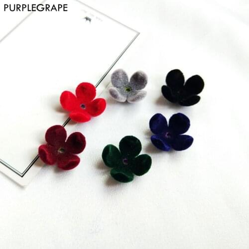 15mm 10pcs Suede perforated flower DIY hair accessories earrings pendant female models cute fashion