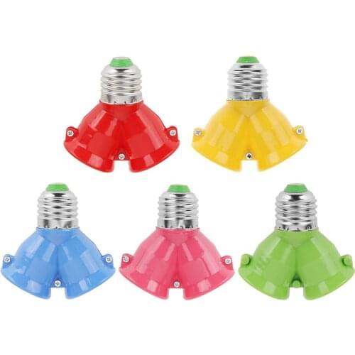 2 In 1 Double Heads E27 Socket Base Bulb Extender Splitter Contact Adapter Converter Plug Halogen Light Lamp Bulb Holder Copper