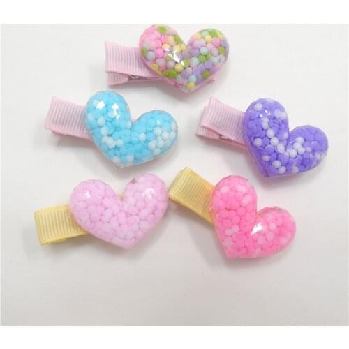 20pcs/lot Acrylic Heart Shape Hair Clips Plastic Purple Valentine Celebration Girl Barrette Resin Novelty Kid Hairpin Gift Grips