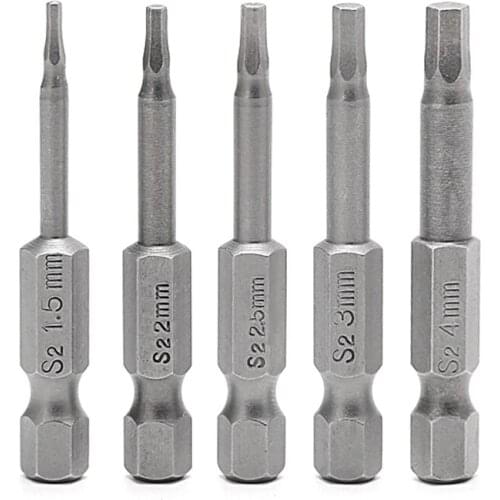 5Pcs/Set Magnetic Hexagon Screwdriver S2 Steel 1/4" Hex Shank 50mm Power Drill Bit