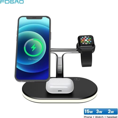 5 in 1 Magnetic Wireless Chargers 15W Fast Charging Station for Magsafe iPhone 12 Pro Max Mini For Apple Watch 6 5 Charging Dock