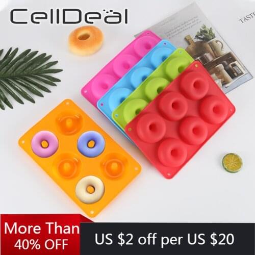 6-Cavity Silicone Donut Baking Pan Non-Stick Mold Dishwasher Decoration Tools Baking Nonstick and Heat Resistant Reusable