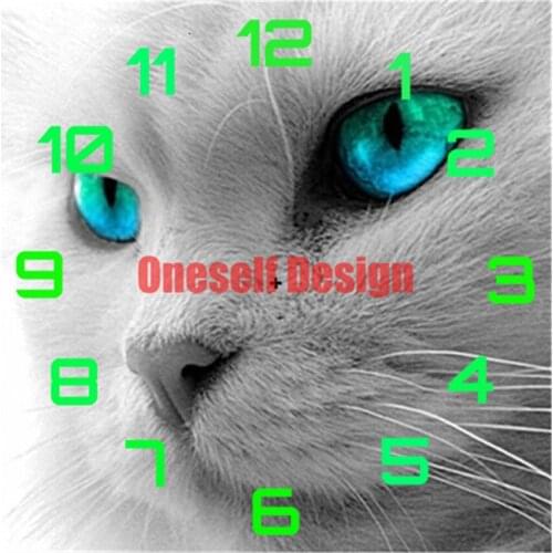 Diy diamond painting cross stitch with clock cute cat diamond art kit diamond embroidery decoration home wall sticker diy frame