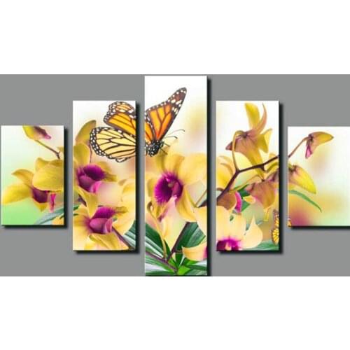 Butterfly Lily Flower triptych Diamond embroidery Painting rhinestones 3D picture cross stitch pattern Home decoration QW12