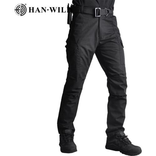 HAN WILD Tactical Trousers Cargo Pants Quick Dry Outdoors Sports Camouflage Men Multi-Pockets Casual Trousers Hiking Climbing