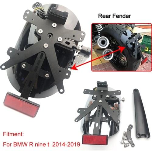 Motorcycle Splash Guard Rear Fender Bracket mudguard with LED License plate For BMW R NINE T R Ninet R 9 T 2014-2018 2015 16 17