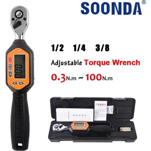 1/2"1/4"3/8" Digital Torque Wrench Adjustable 10-100N.m Torque Wrench Force Measurement Electronic Auto Repair Industrial Grade