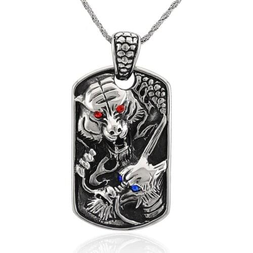 Dragon Tiger Stainless steel dog tag Neckless Pendant - Enter the Dragon