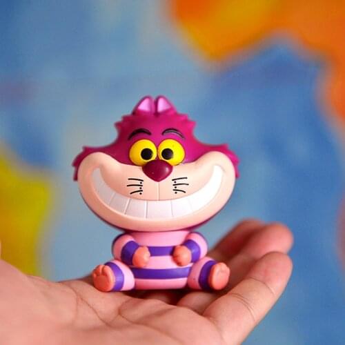 Disney Anime Alice in Wonderland Kawaii Cheshire Cat Action Figure Toys Collection 7cm PVC Doll Cheshire Cat Capsule Toys