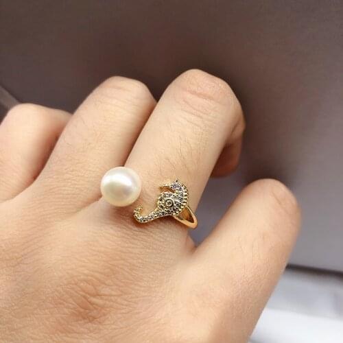 Hippocampus Ring Base Mountings Findings Settings Adjustable Ring Jewelry Parts Fittings Wedding Accessories for Pearl Beads