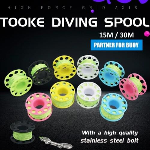 Scuba Diving Spool Finger Reel 30m with Bolt Snap Hook SMB Safe Equipment BCD Accessories Cave Wreck Guide Line Reel