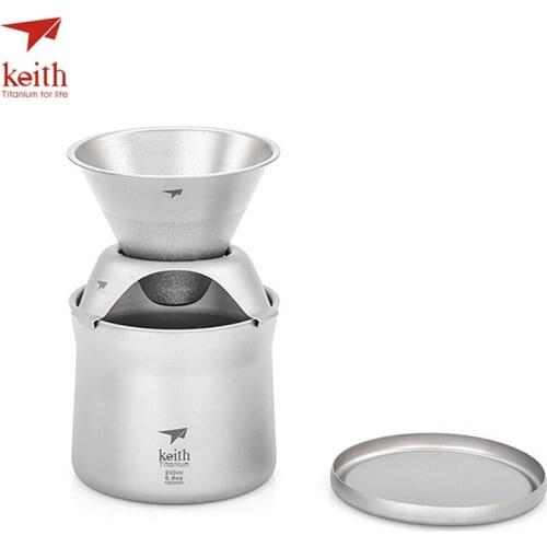 Keith Titanium Ti3911 Ultralight Mini Coffee Maker Filter Tea Cup - Custom Premium Leather Case Included