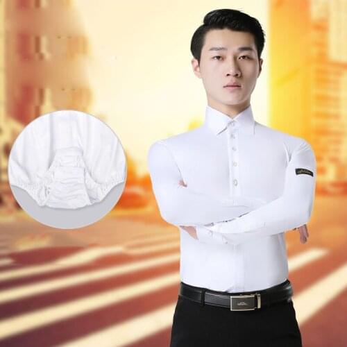 Handsome White MenS Ballroom Latin Dance Tops Male Ballroom Samba Waltz Performance Dance Costume Long Sleeves Bodysuit DL4927