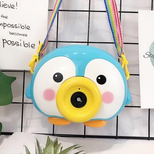 Little Penguin Duck Electric Bubble Machine Children Soap Bubbles Blower Electric Music Light Toy Automatic Bubble Camera