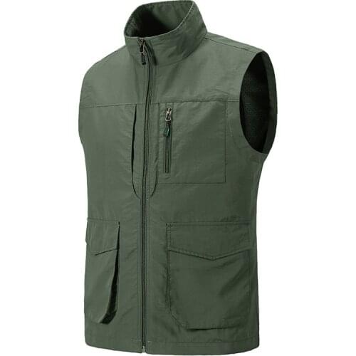 Multi-Pockets Outdoor Vest Men Hiking Hunting Photography Breathable Mesh Jackets Quick-dry Light-weight Casual Vests Chaleco