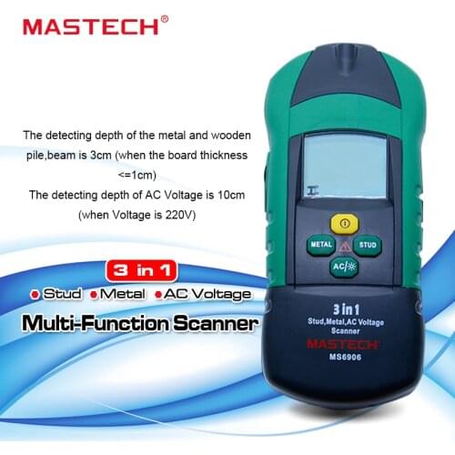 MASTECH MS6906 3 in 1 multifunction metal detector wood stud thiness tester AC Voltage scanner industrial feeler gauge