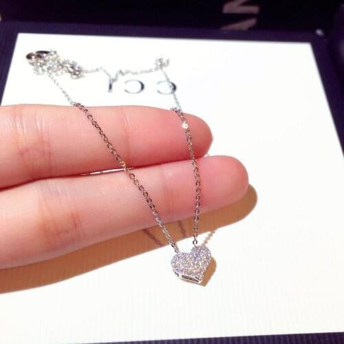 MOFLO Vintage Jewelry Heart Pendant Necklace Gold Plated Rhinestone Diamonds Necklace for Women