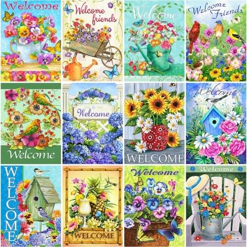 MomoArt 5D DIY Diamond Embroidery Bird Rhinestone Art Diamond Painting Flower Animal Diamond Mosaic Welcome Home Decorations