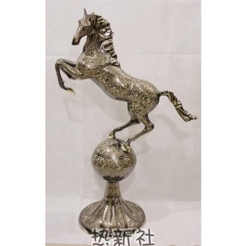 Pakistan fine carved animal 1 meters bronze color horse hand imported handmade art ball on the horse