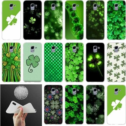 Soft Cover green Lucky Clover FOR Coque Samsung Galaxy J6 J4 J8 J7 2018 Plus J3 J5 J7 Prime Pro 2017 2016 Casse