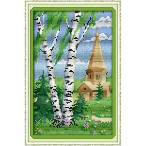 Cross stitch beautiful scenery in spring suite, small Berlin DMC embroidery thread manual embroidery decoration painting