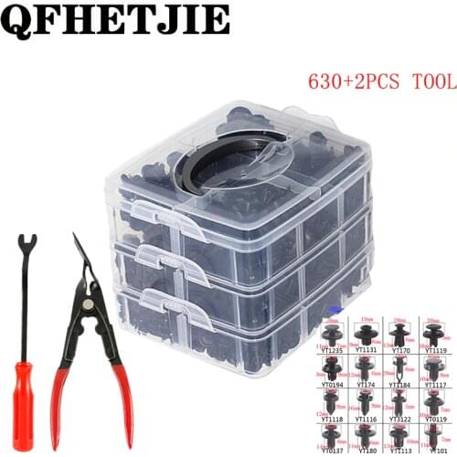QFHETJIE 16 Kinds of 630 Pieces Tools For Car of Automotive Fasteners Set car Bumper Clip Professional Car Repair Parts Clip