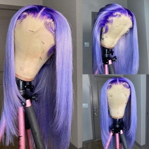 Bob Pink Wig Purple Colored Human Hair Wigs Straight Lace Front Wig HD Lace Frontal Wig Remy Bob Wig Lace Front Human Hair Wigs