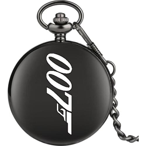 Durable Black Quartz Pocket Watch 007 Pattern for Men Exquisite Charming Pendant Watches relojes de bolsillo para hombre