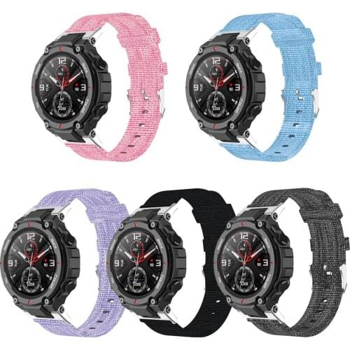 Nylon Canvas Wristband Strap Watch Band for Huami Amazfit T-Rex A1918 Smart Watch Accessories with Screw Drivers Tools