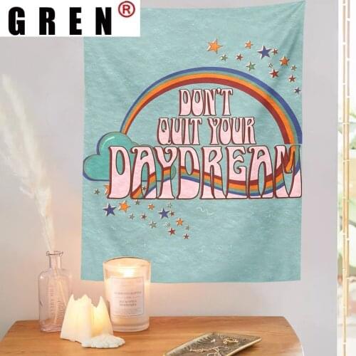 GREN Retro Rainbow Cartoon Tapestry Wall Hanging Carpet Beach Towel Background Cloth Blanket Yoga Mats Art Bedroom Home Decor