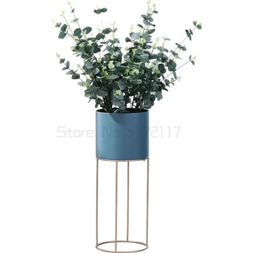 Nordic style light luxury iron flowerpot balcony living room indoor floor stand modern simple creative vase ornaments