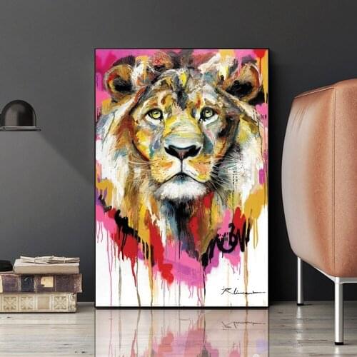 Modern Graffiti Art Lion Canvas Painting Poster Print Wall Art Picture For Living Room Home Decor Wall Decoration Frameless