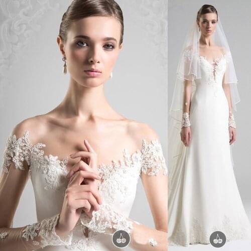 Custom Bride Wedding dress Lace Full sleeve Bandage Embroidered Lace on Net Ball Gown lace up O-Neck cheap wholesale girl China
