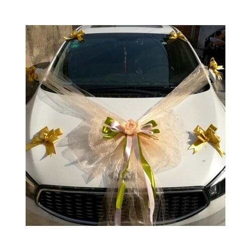 Wedding Car Auxiliary Simulation Decorative Bow Knot Flowers Wedding Articles Decoration Fleet Rose Caravan Silk Flowers