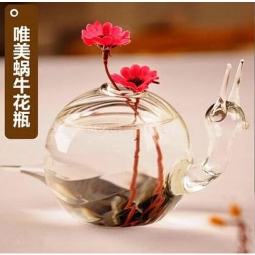 Snail Glass Flower Vase Micro Landscape Fairy Garden DIY Terrarium Bottle