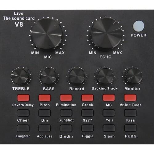 V8 Audio USB External Sound Card Headset Microphone Webcast Personal Entertainment Streamer Live Broadcast for PC Phone Computer