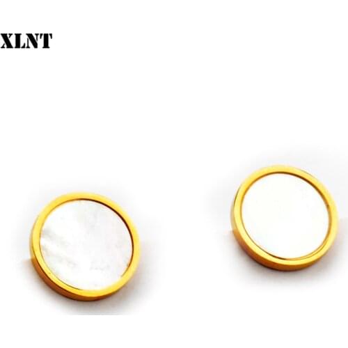 XLNT Fashion Round Shell Stud Earrings for women GoldGeometric Earrings Punk Glamour Jewelry Earrings 2019