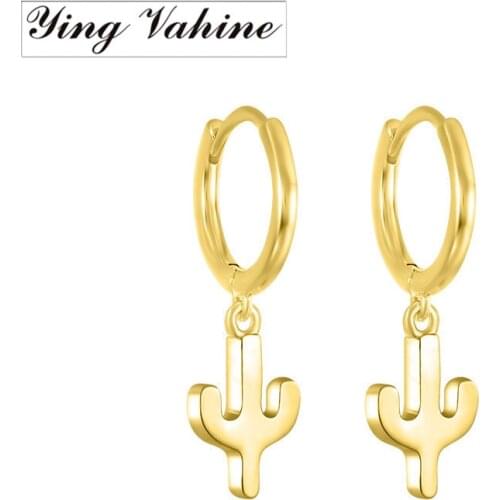 Ying Vahine 100% 925 Sterling Silver Cactus Pendant Drop Earrings for Women