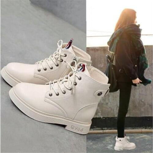 2019 womens autumn and winter low heel boots with thick warm waterproof Martin boots ladies casual short botas shoes mujer