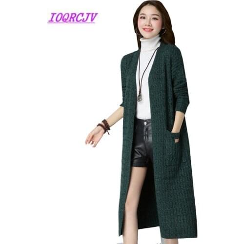 Plus size Women Knitted Cardigan Sweater Autumn Long section Coat Long Sleeve Loose Knitting Sweater Casual Cardigan coat B079