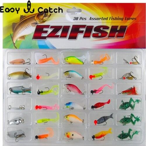 30pcs/set Hard Metal Soft Jig Fishing Lures Set Sea Worm Fish Frog Fishing Spoon Spinner Bait Jig Head Fishing Spoon Lure Hooks