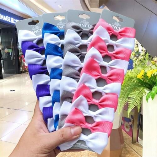 10PCS/Lot Lovely White Interval With Clips Grosgrain Ribbon Bow Hairpins 2020 Korean Creativity Hair Accessories For Baby Girl