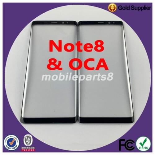 100pcs/lot Free shipping outer Glass with oca for samsung note8 note9 S8 S9 s9 plus Front Glass with oca Replacement OEM quality