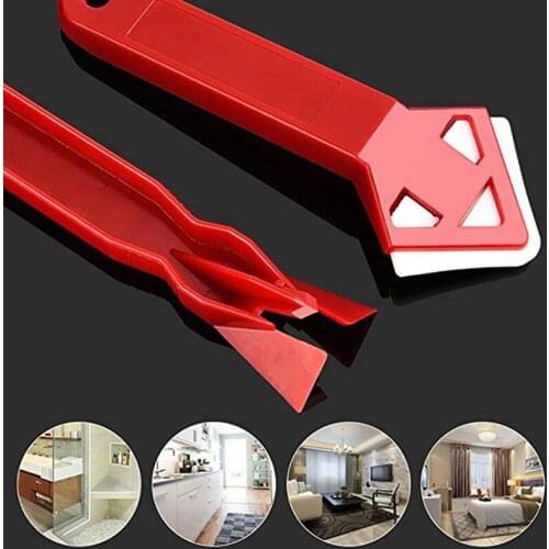 2Pcs/Set Silicone Glass Cement Scraper Tool Caulking Sealant Finishing Grout Floor Cleaning Tile Dirt Tool Spatula Glue Shovel